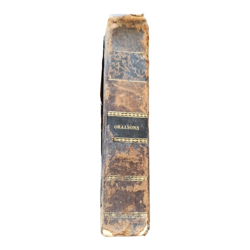 Livre Oraisons Funèbres Massillon relié, couverture usée, oraisons religieuses