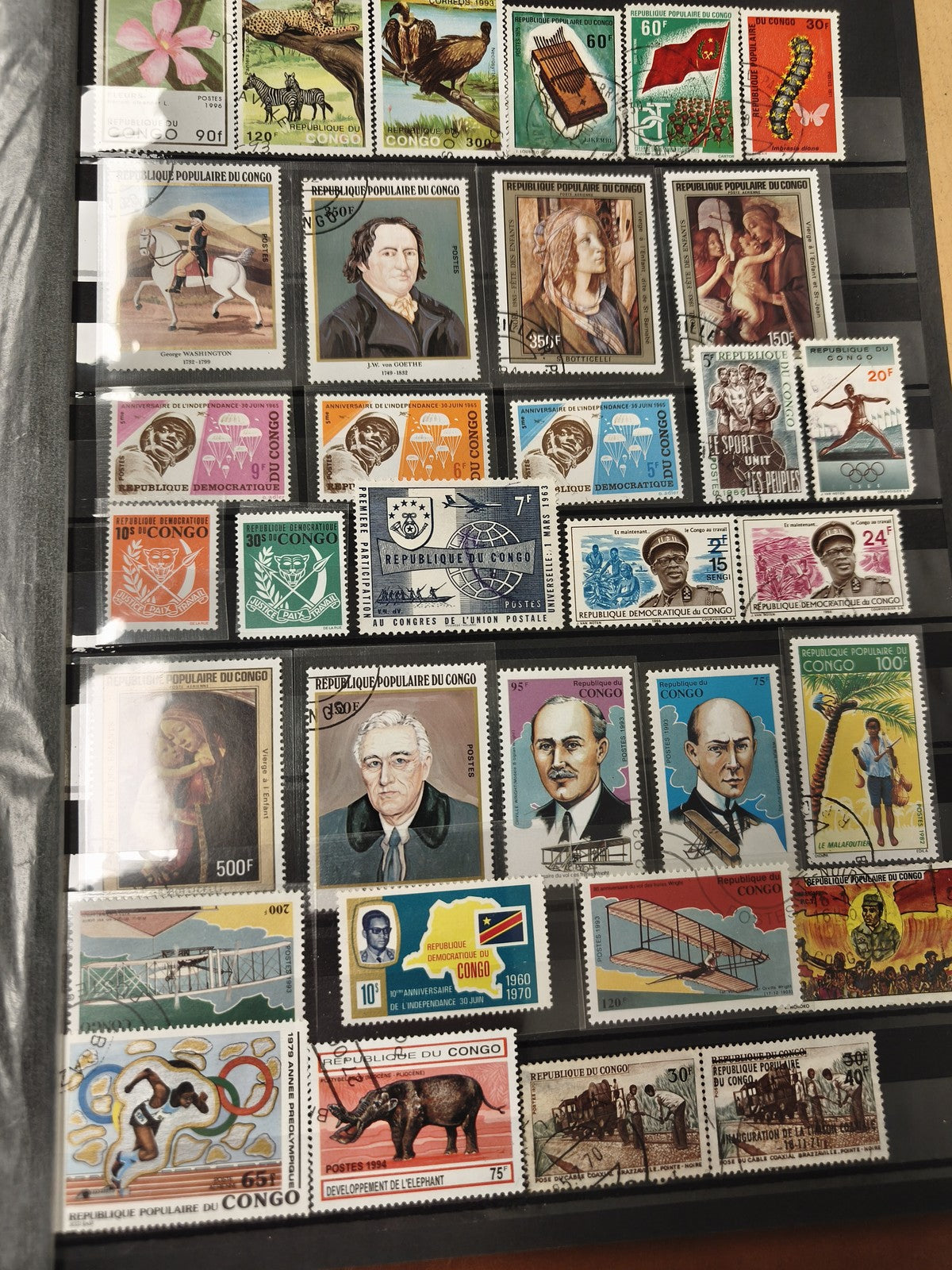 Lot de timbres République du Congo, thématiques variées, multicolores, oblitérés