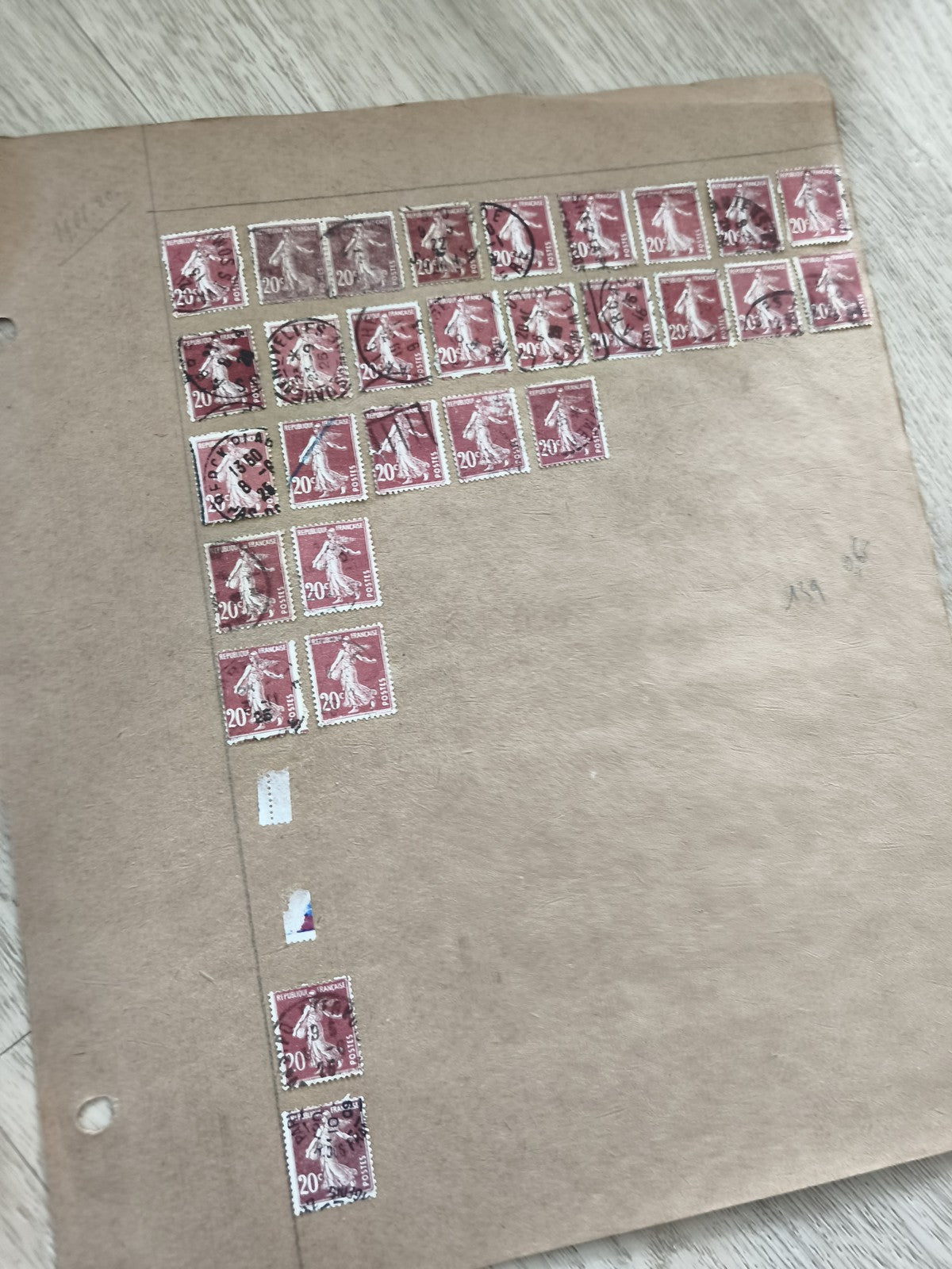 Gros lot ancien timbres d'étude Marianne 20c rouge planche philatélie France