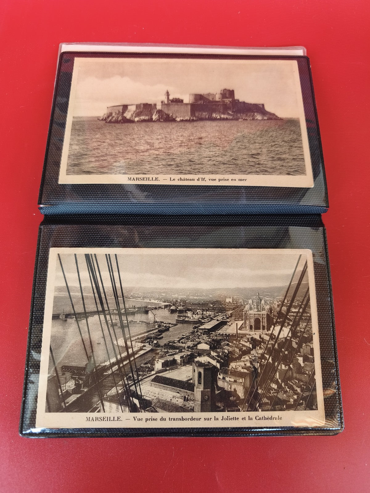 Lot 2 cartes postales anciennes Marseille Château d?If et transbordeur rétro