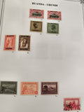 Timbres Ruanda-Urundi anciens, lot philatélie Afrique, sur fragments d’album
