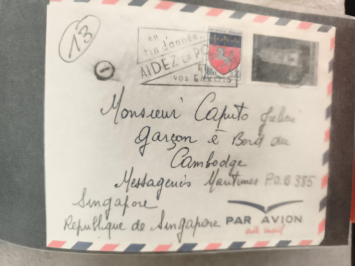 Lettre aérienne France Singapour timbre blason 0,30 philatélie courrier postal