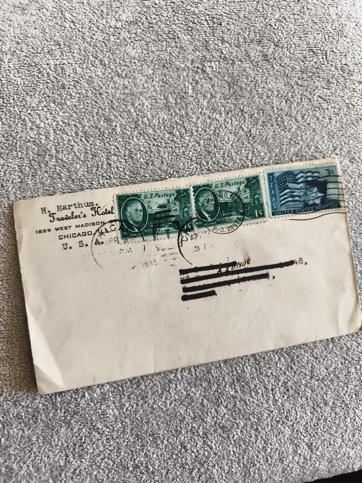 Lettre affranchie USA 1948 timbres Lincoln Texas oblitérés philatélie