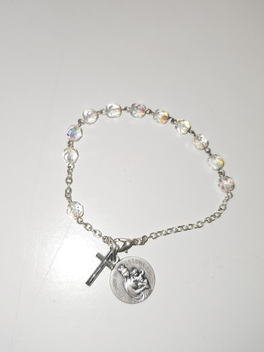 Ancien collier chapelet catholique vintage, petit rosaire religieux collection
