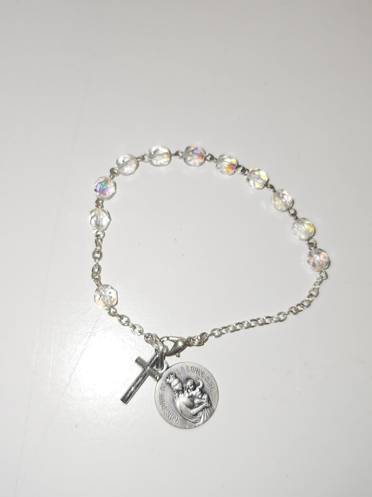 Ancien collier chapelet catholique vintage, petit rosaire religieux collection