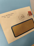 Ancienne enveloppe oblitérée début XXe, fenêtre jaune, Rouen, philatélie