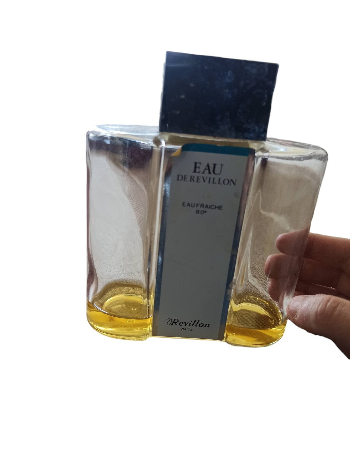 Flacon parfum vintage Revillon Eau de Toilette homme, grand format, carré