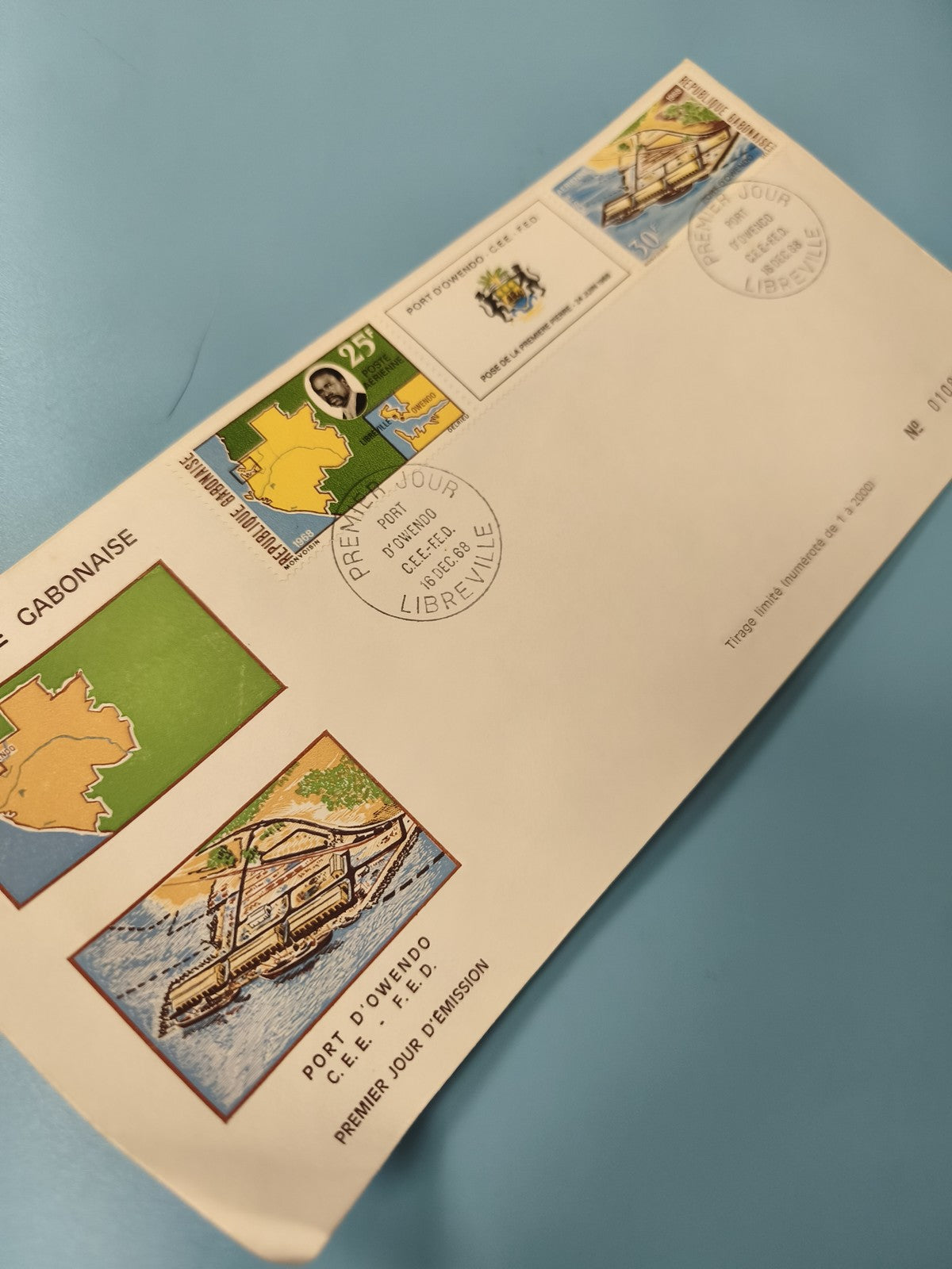 Enveloppe FDC Gabonaise Port d?Owendo Timbres Premier Jour Libreville