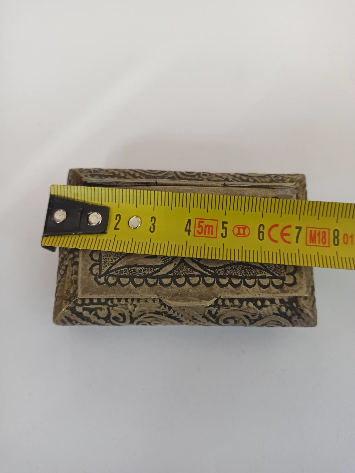 Petite boîte à bijoux ancienne argent 600, coffret gravé vintage rétro