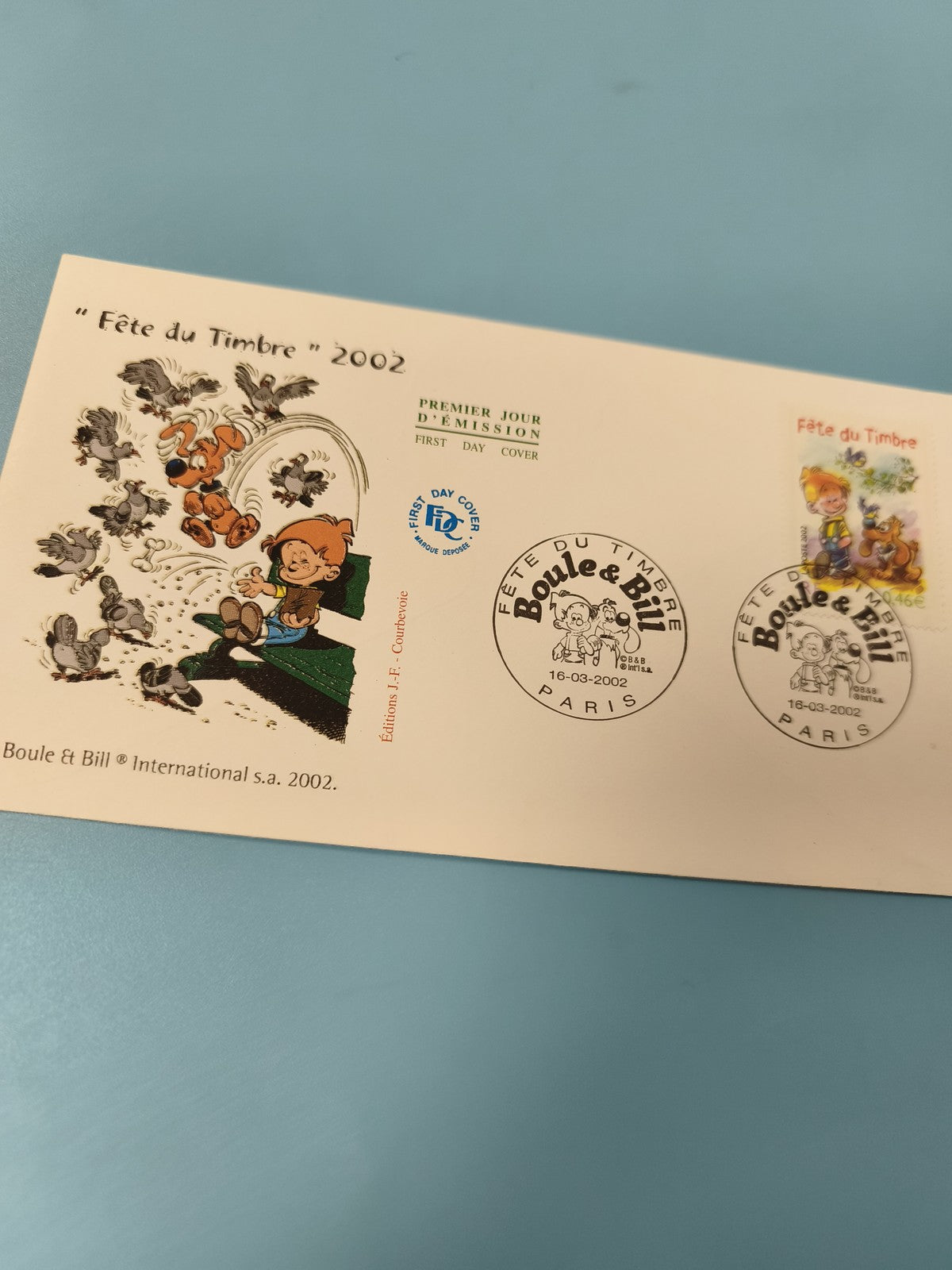 Enveloppe FDC Boule et Bill Fête du Timbre 2002 premier jour d?émission illustré