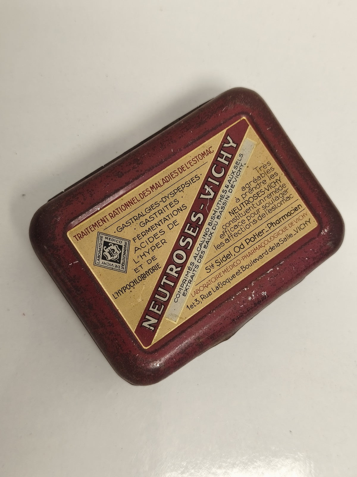 Boîte publicitaire ancienne NEUTROSES Vichy rouge déco vintage pharmacie