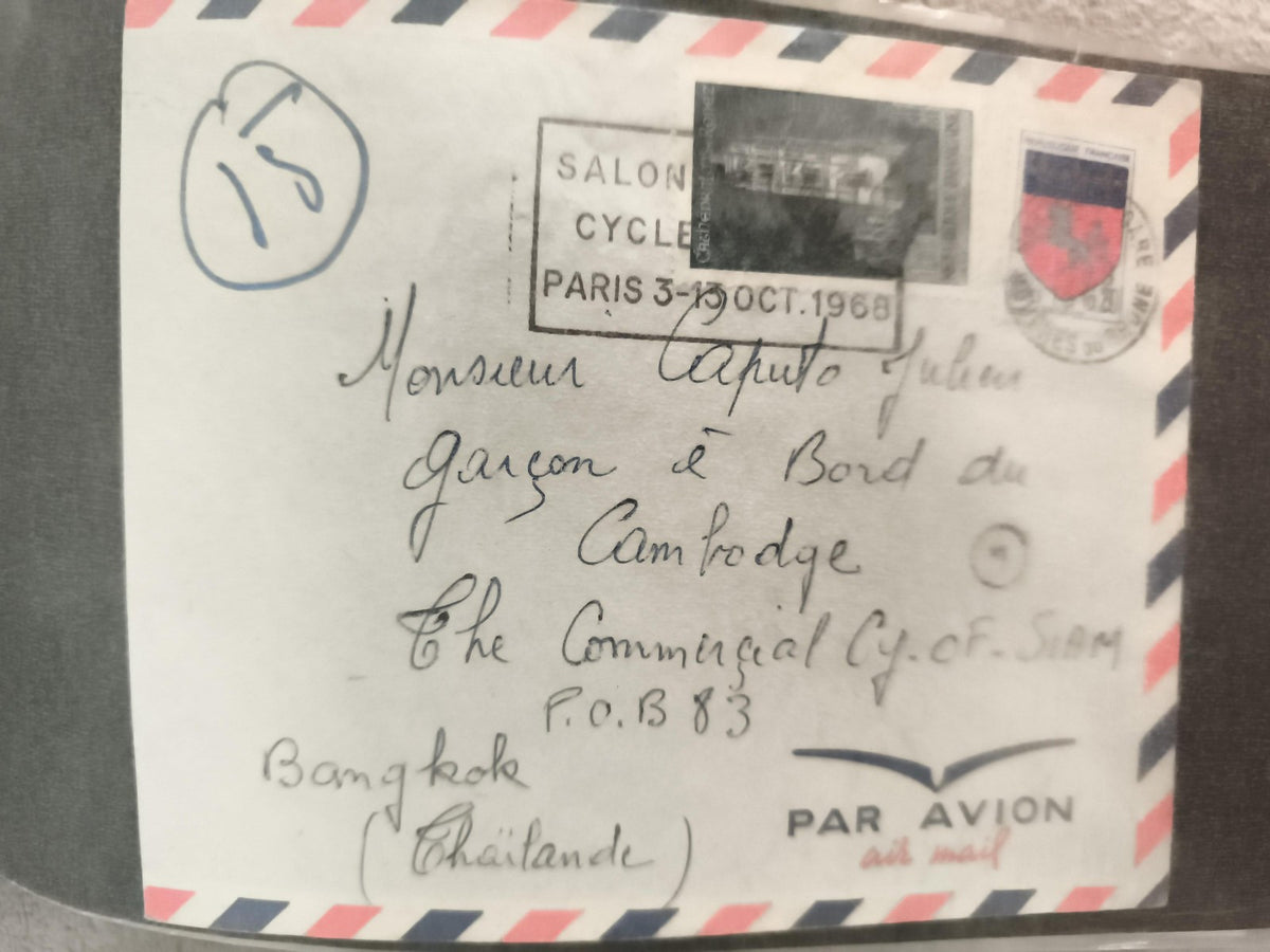 Lettre avion France 1968 Salon Cycle Paris oblitérée timbres Bangkok Thaïlande