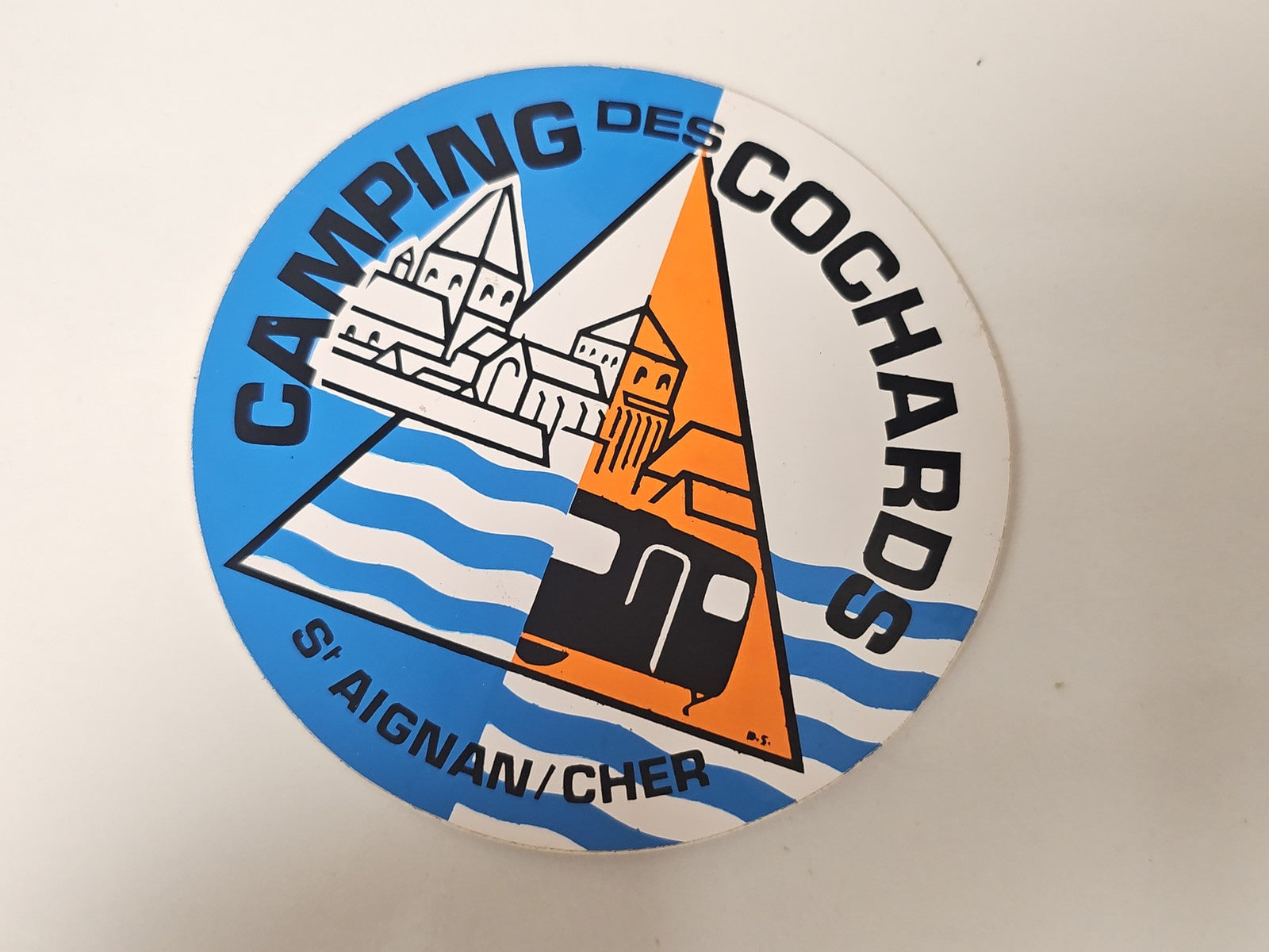 Autocollant publicitaire rétro ancien Camping des Cochards, vintage collection d