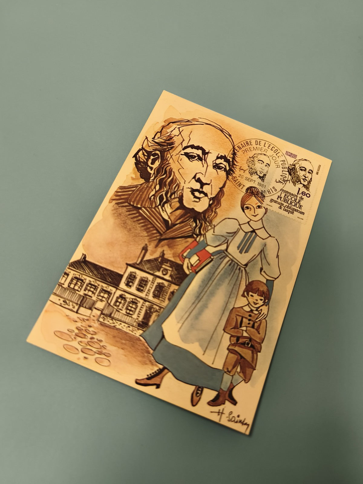 Enveloppe premier jour d'émission FDC, illustration école publique, timbre 1981