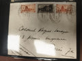 Lettre ancienne timbrée Saargebiet oblitérée, enveloppe manuscrite Paris philaté