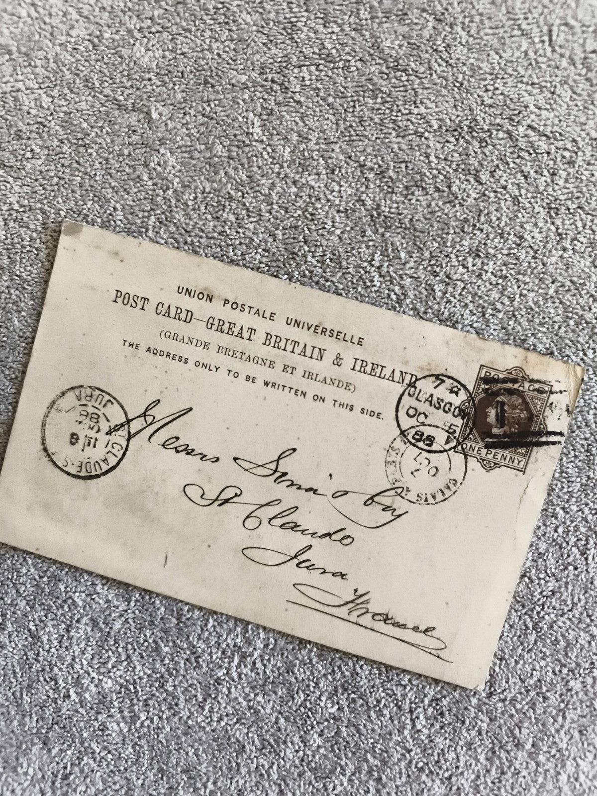 CPA Postcard Great Britain & Ireland 1898 timbre 1d Glasgow Jura