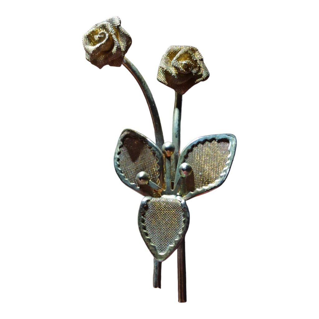 Broche Vintage Métal Doré Délicatement Ouvragée