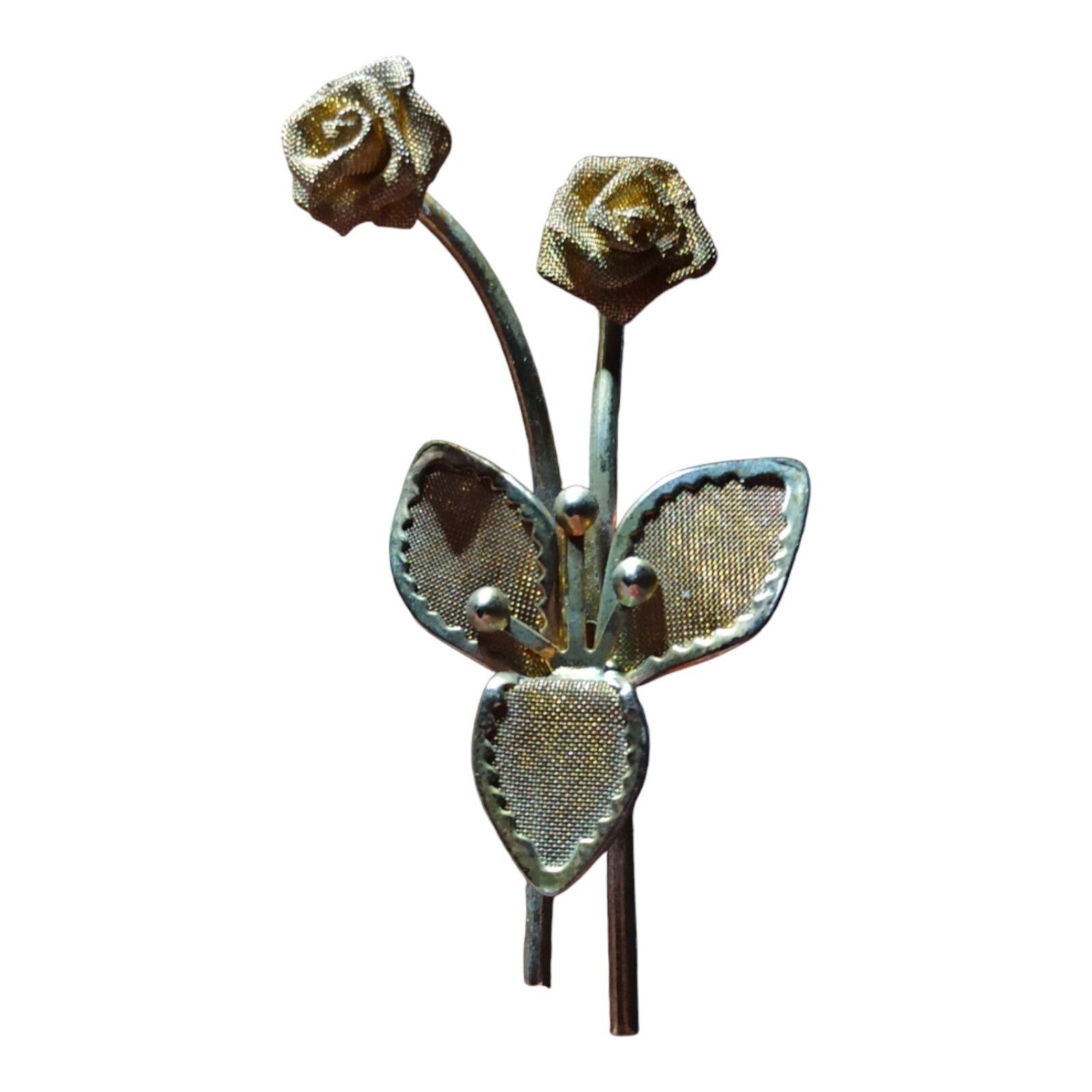 Broche Vintage Métal Doré Délicatement Ouvragée
