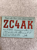 Carte QSL radio ZC4AK Royal Air Force Club Chypre 1967 ancienne QSO vintage