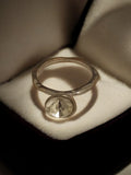 Bague rétro vintage avec pierre facettée claire, taille 57, bijou fantaisie anci