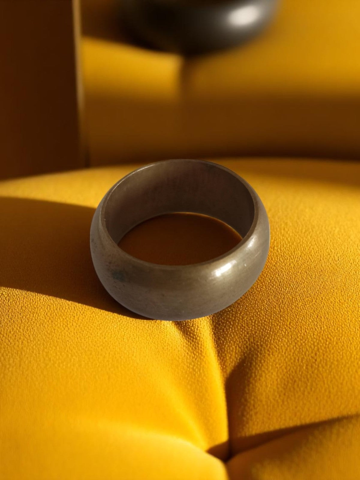 Bague large vintage grise aspect lisse rétro taille 62 anneau fantaisie