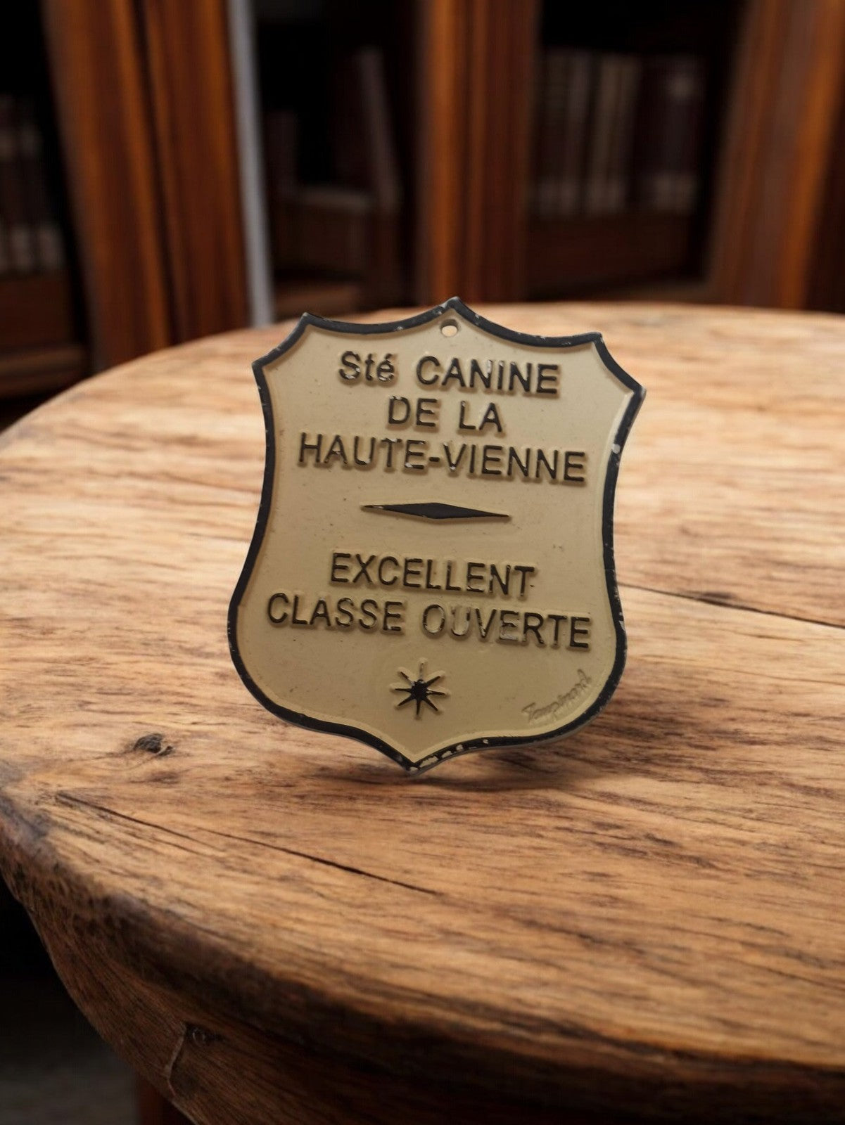 Plaque ancienne Sté Canine Haute-Vienne métal vintage cynophile déco rétro