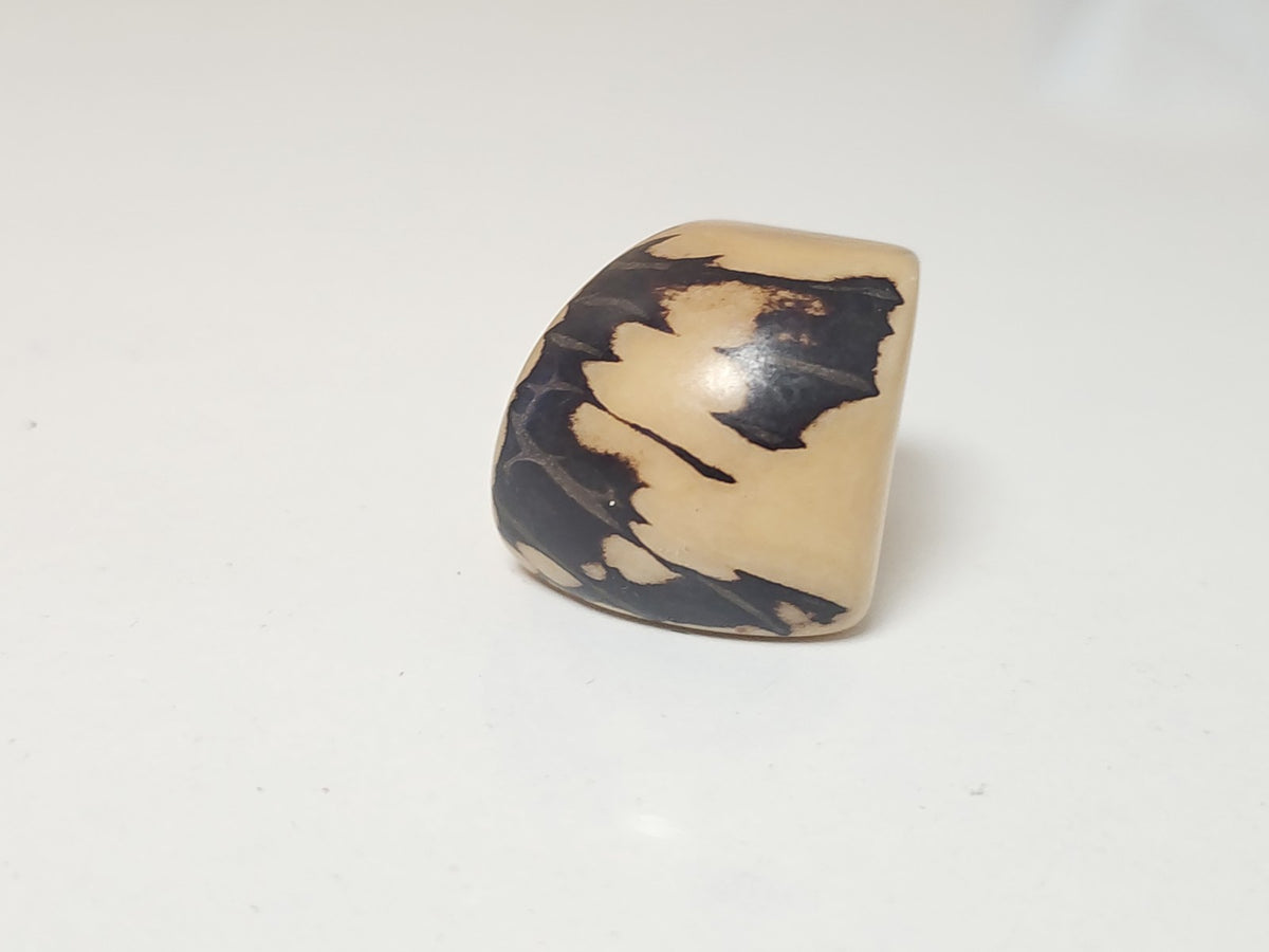 Vintage large antique natural bone ring size 53 retro original jewelry