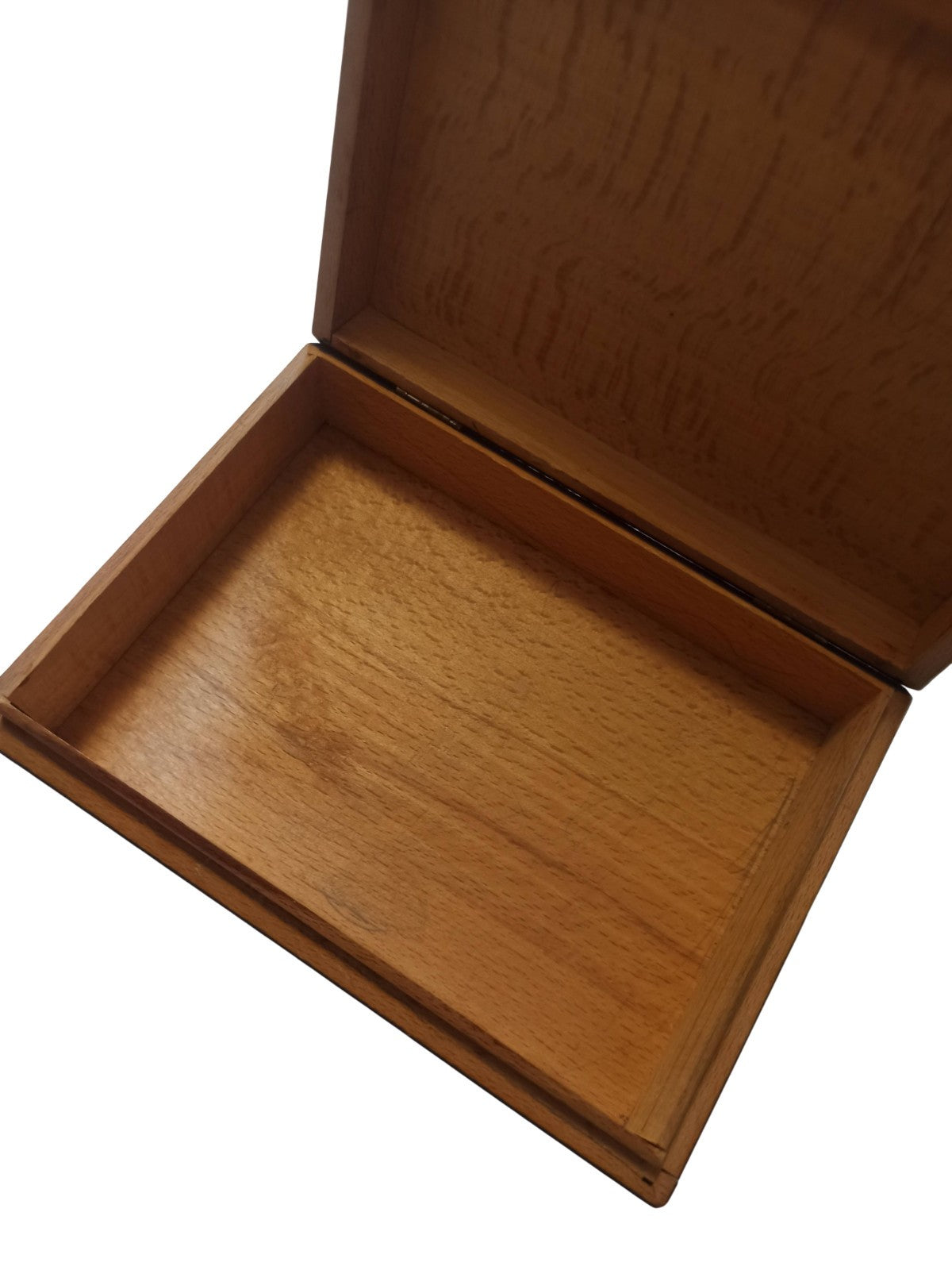 Boîte à bijoux ancienne en bois sculpté, décor feuilles châtaignes, patine vinta