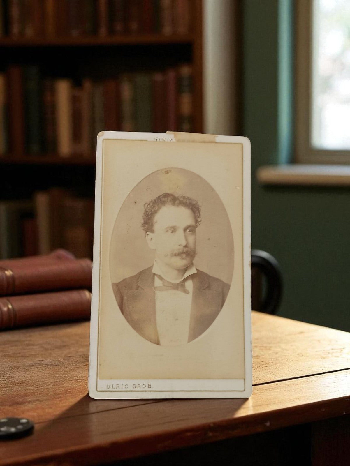 Photographie ancienne portrait homme Ulric Grob cabinet vintage XIXe
