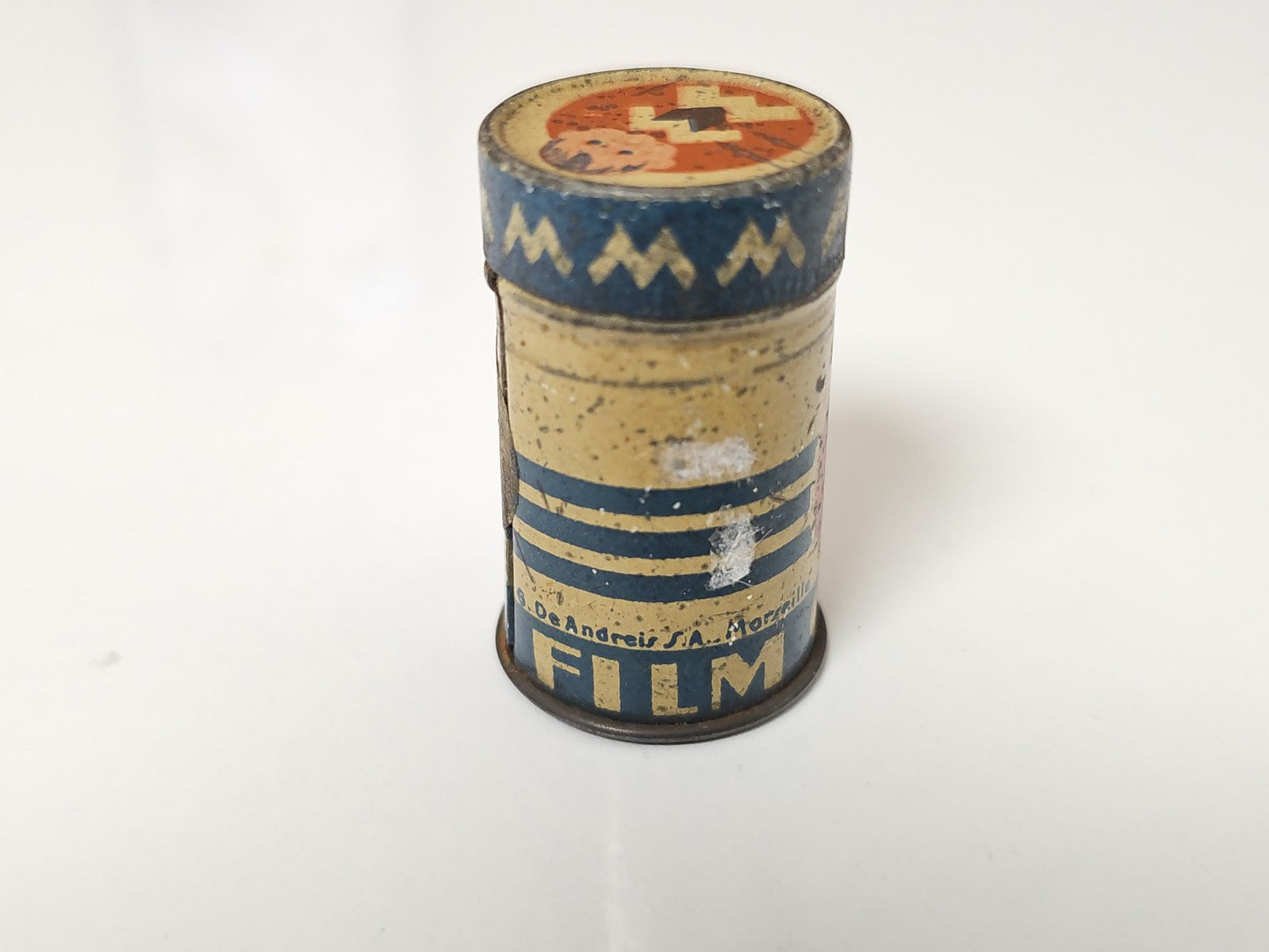 Ancienne boîte tôle publicitaire signée De Andreis Cinéma Edga Art Déco vintage
