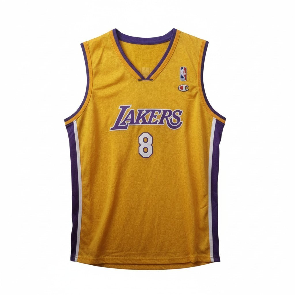 Maillot NBA vintage Lakers Bryant Champion jaune n°8 rétro basket collection