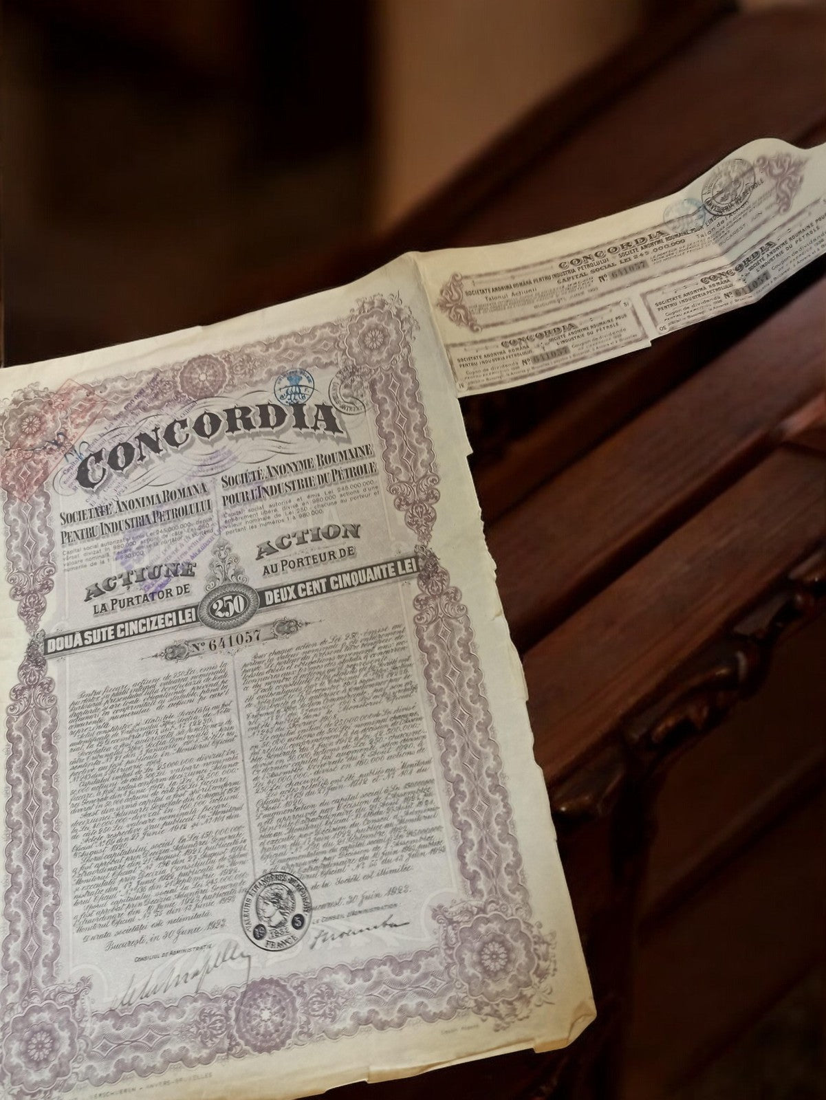 Action au porteur Concordia années 1920 certificat ancien vintage décoratif