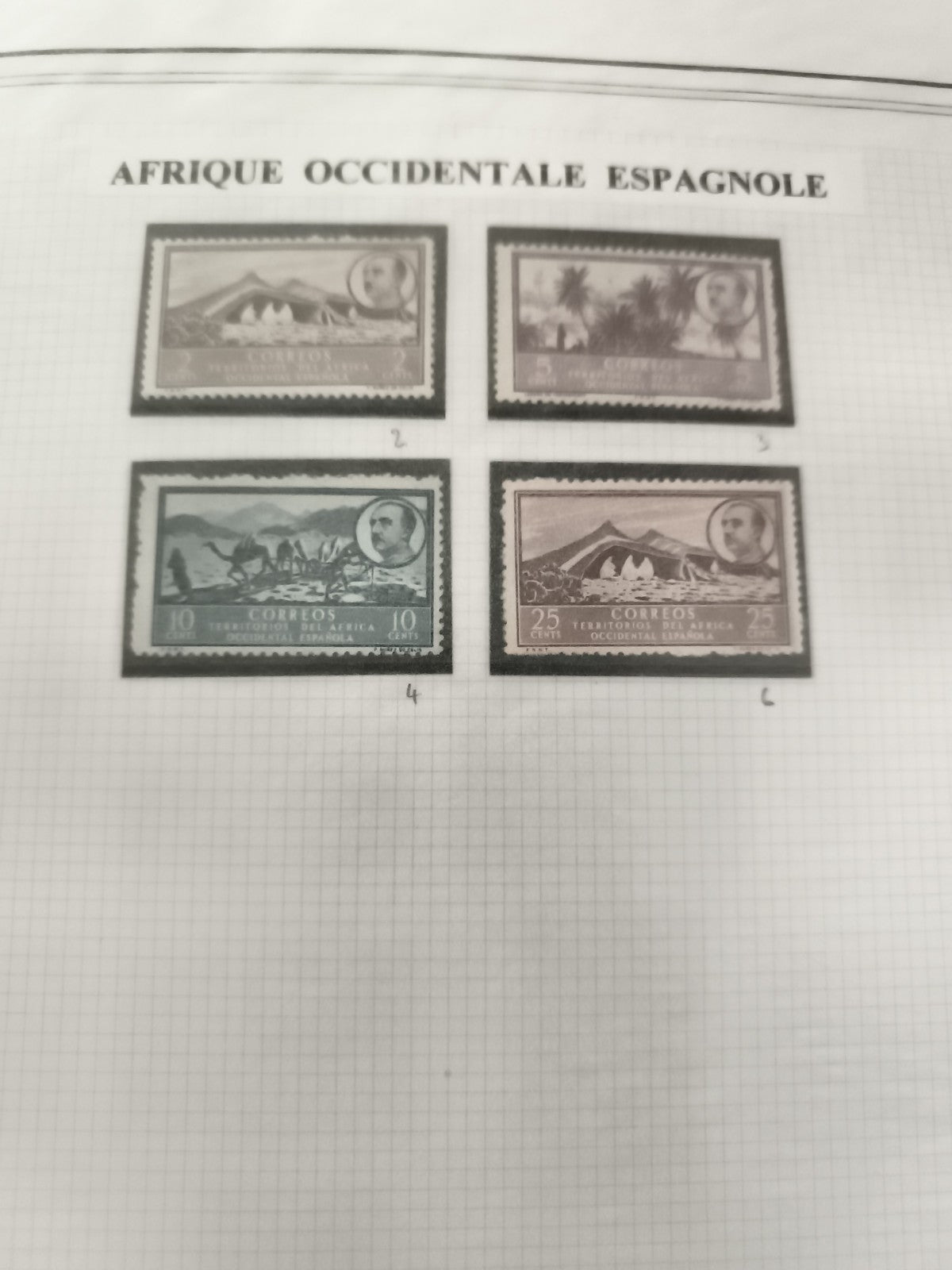 Timbres Afrique Occidentale Espagnole CORREOS paysages set x4 philatélie
