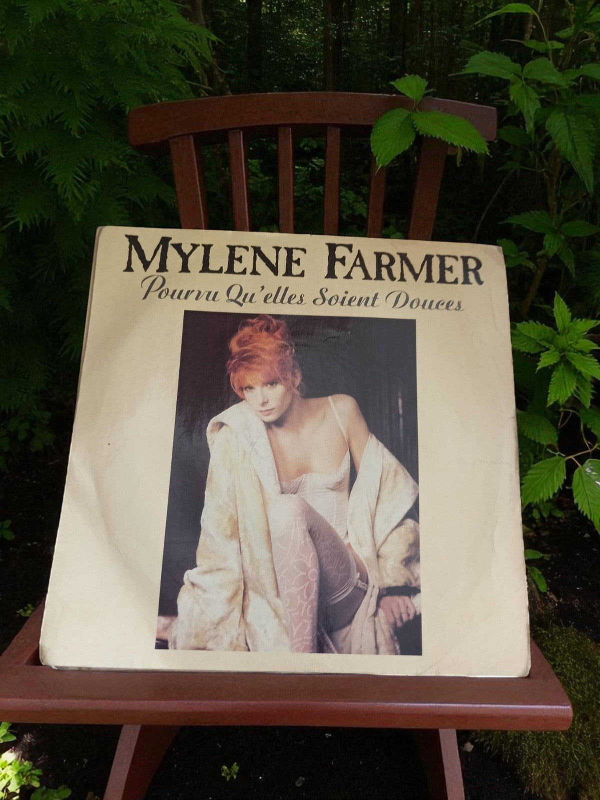 Vinyle ancien Mylène Farmer Pourvu Qu’elles Soient Douces rétro, disque vintage