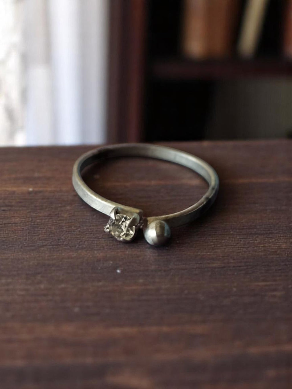 Bague vintage fantaisie taille 59, anneau argenté ouvert, style rétro élégant