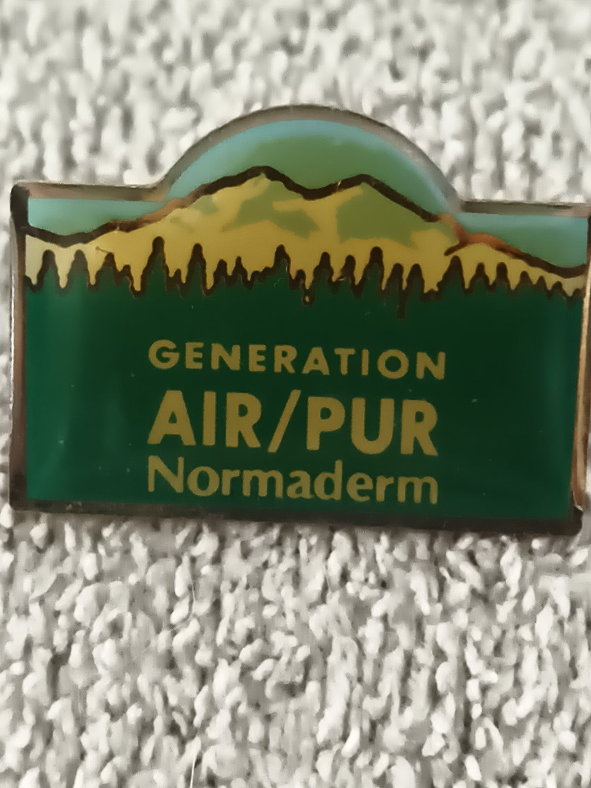 Pin's vintage Génération Air Pur Normaderm montagnes vert jaune (Ref 3)