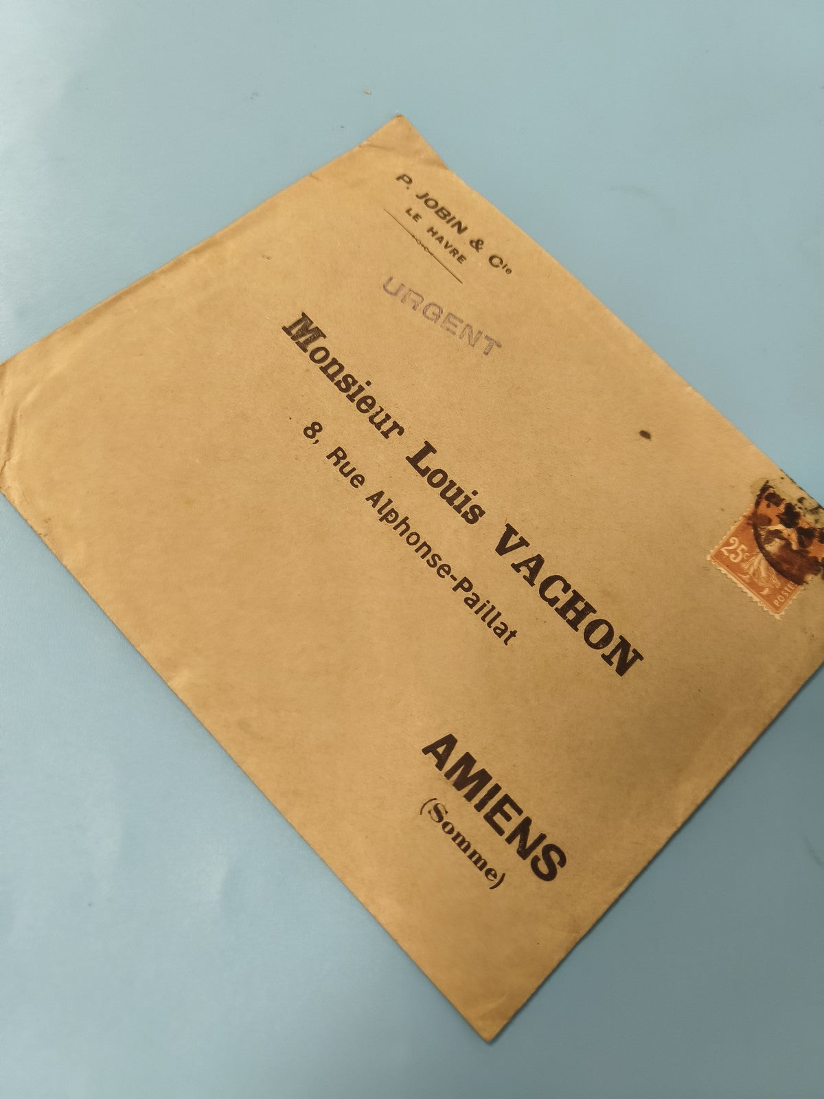 Ancienne enveloppe oblitérée P. Jobin & Cie Le Havre pour collection philatélie