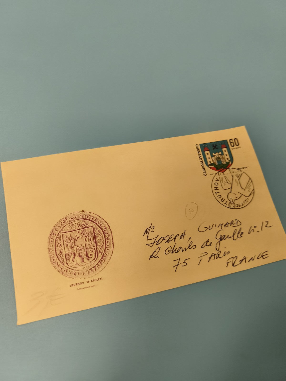 Ancienne enveloppe philatélie cachet Trutnov Tchécoslovaquie collection