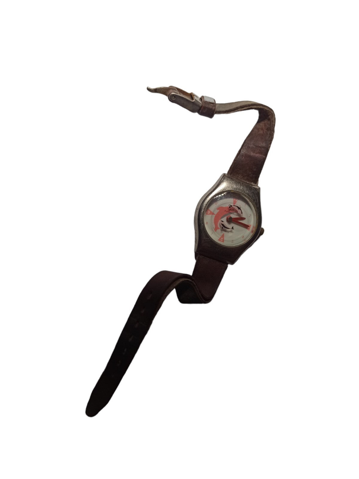 Montre IK Collection Quartz Vintage cadran graphique bracelet cuir ancien