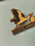 Vintage pin's cigogne REGIE LINGE ancien badge publicitaire collection