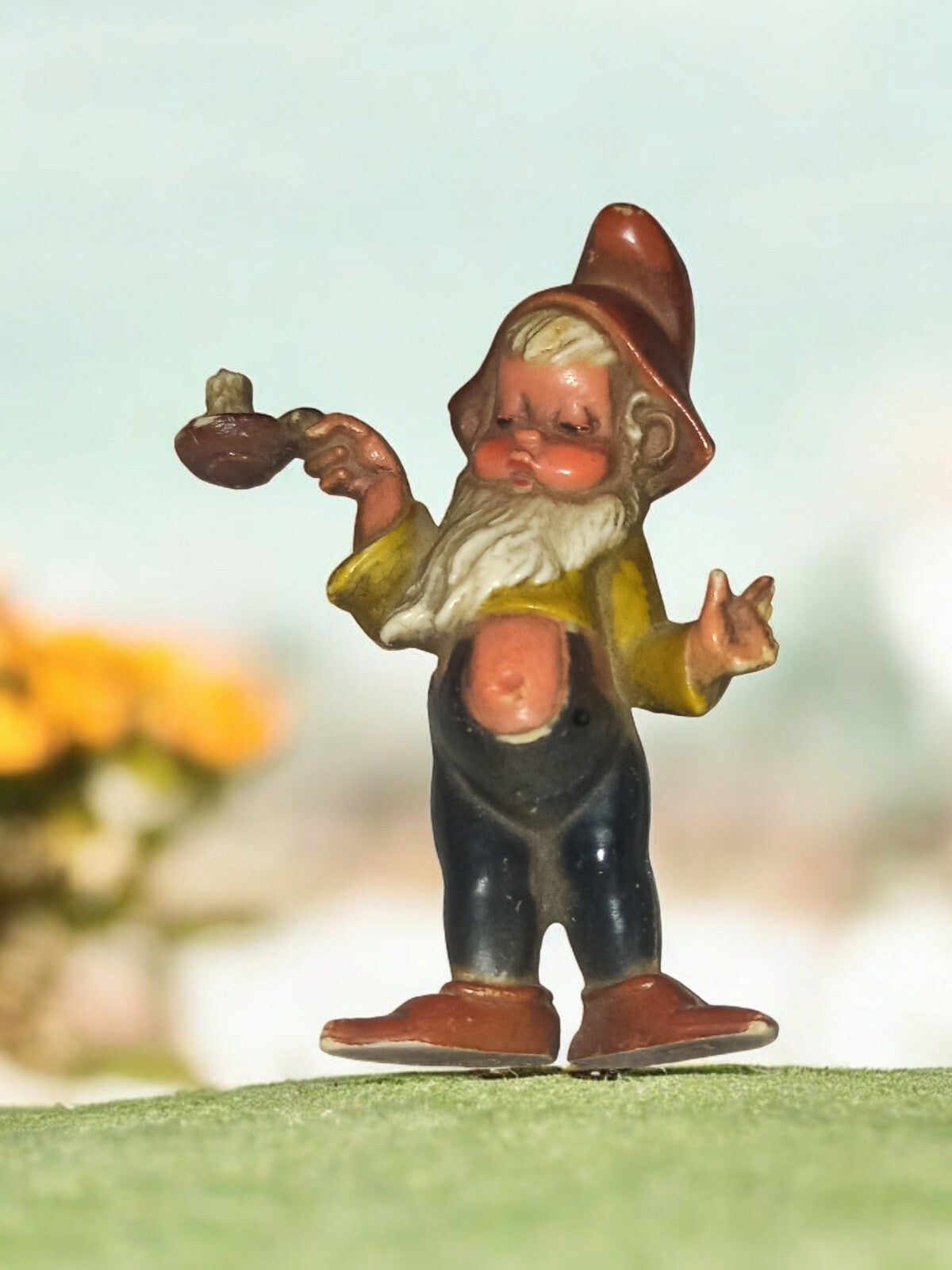 Figurine Nain Vintage Collection, Pipe et Chapeau Rouge, Décor Rétro