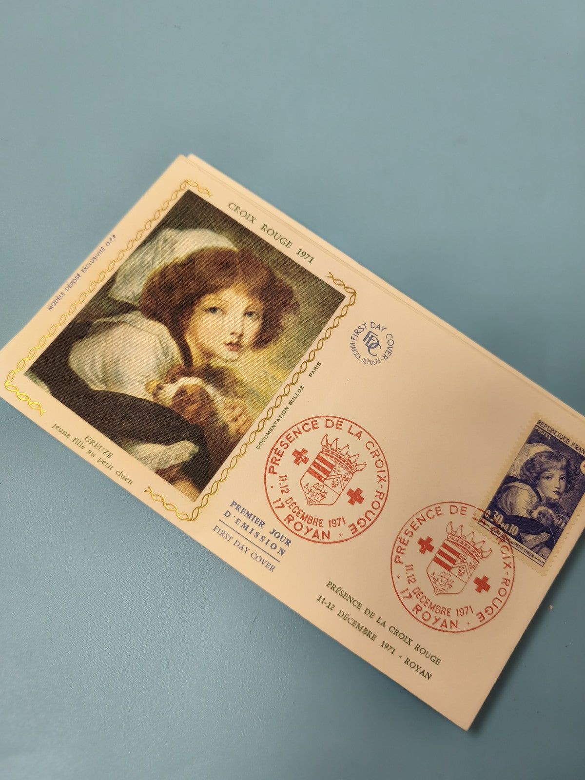 Enveloppe premier jour Croix Rouge 1971 FDC illustration jeune fille timbre