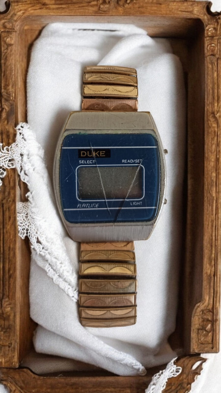 Montre digitale DUKE Flatline vintage acier bicolore rétro années 70 rare