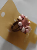 Bague vintage ajustable cabochons roses perles fantaisie deadstock magasin