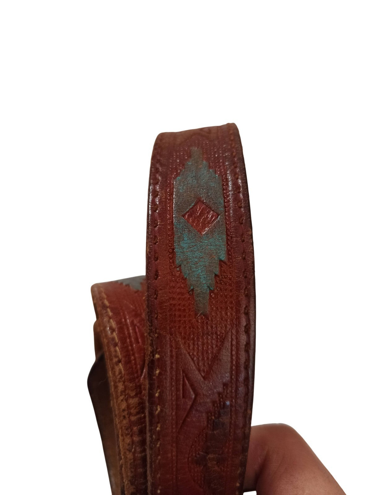 Ceinture Levis vintage cuir brun, boucle gravée rétro, accessoire ancien homme