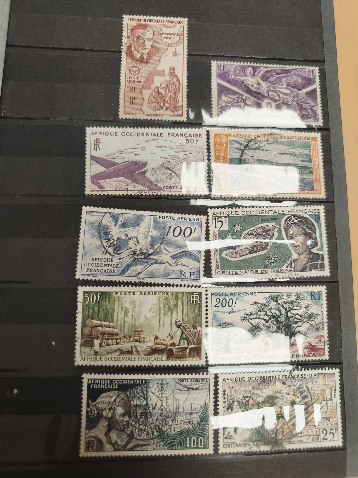 Lot timbres Afrique Occidentale Française poste aérienne thématique paysages