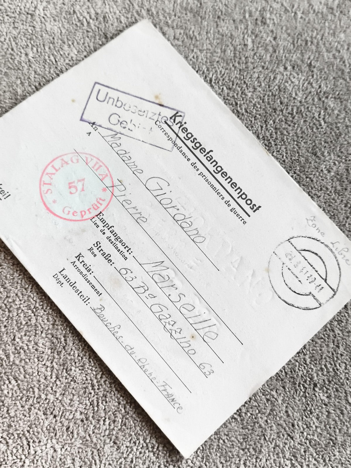 Lettre Kriegsgefangenenpost Stalag VIIA 1940s ancien document guerre