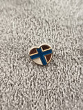 Pin's vintage cœur drapeau bleu blanc émail, badge rétro (Ref 6)