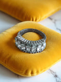 Bague fantaisie vintage taille 51, sertie pierres transparentes, style rétro