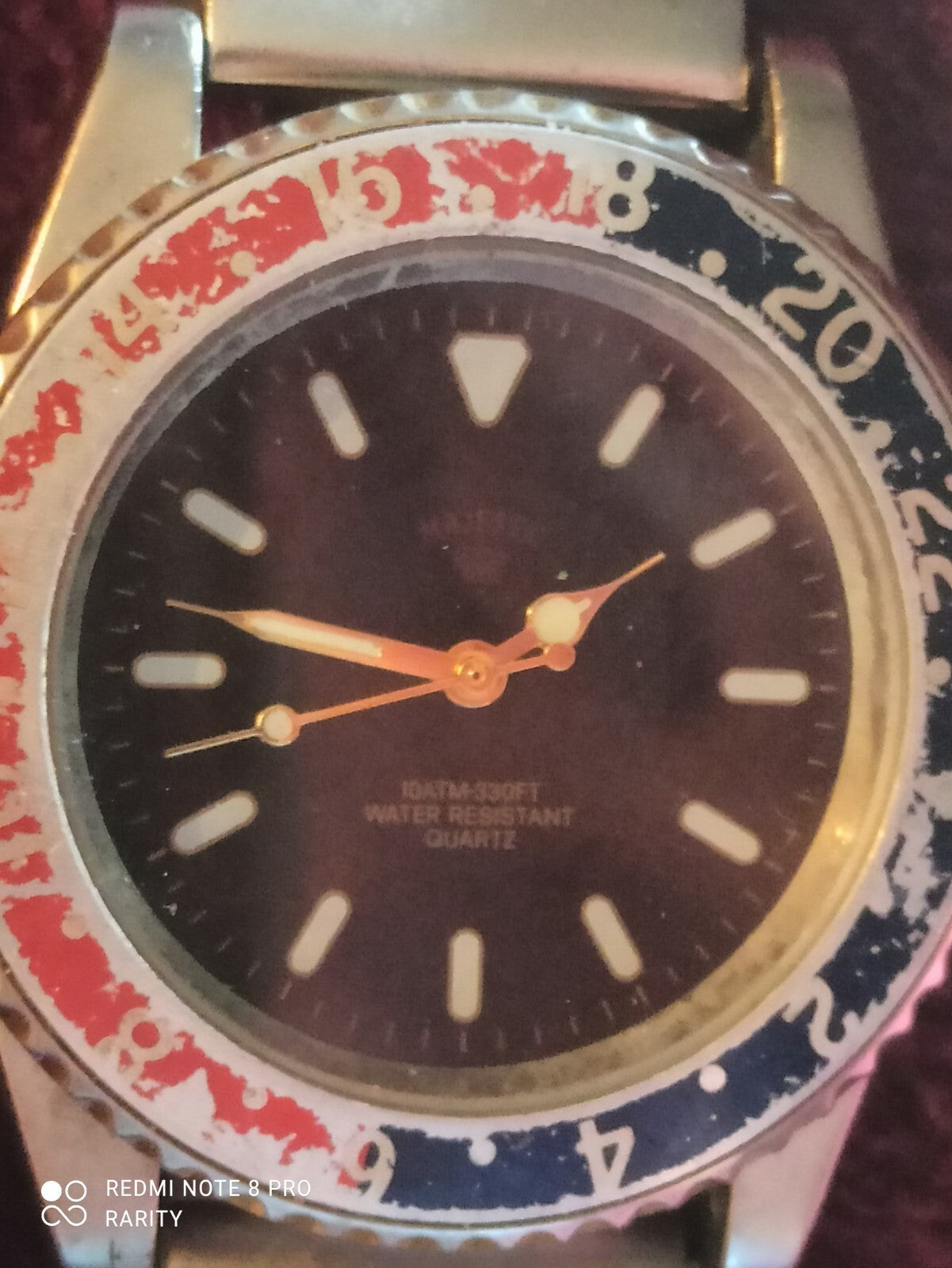 Vintage Majestic Quarzuhr, zweifarbige Lünette, Metallarmband, 80er Jahre